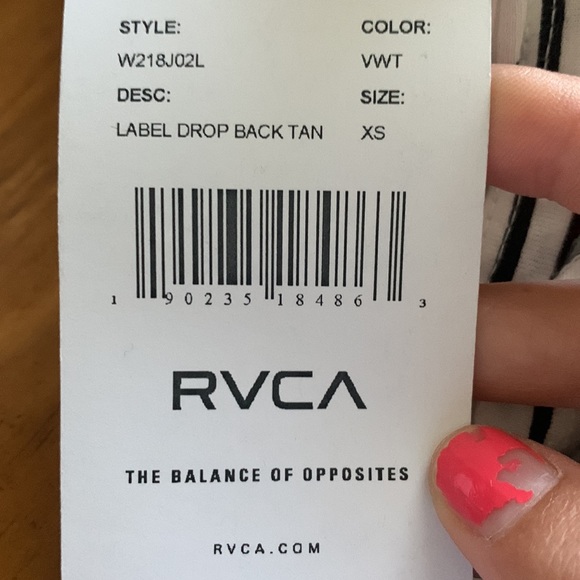 NWT RVCA Label Drop Back Ivory Striped Top - Picture 6 of 8